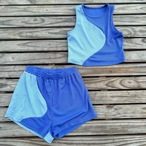 cute lil shein matching two piece sweat short set